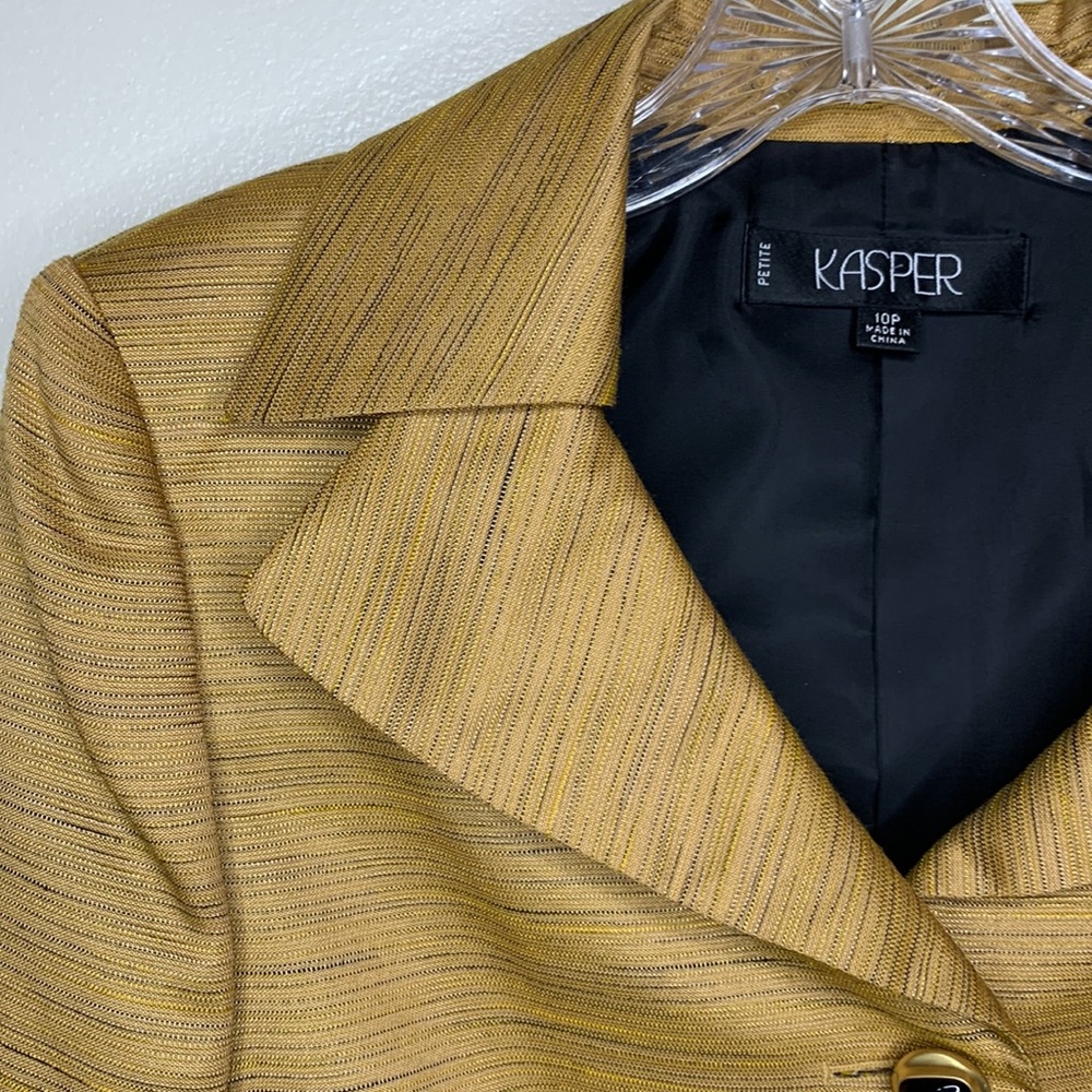 KASPER Blazer Mustard Gold Single Breasted Statement Dinner Jacket 3D Buttons - Picture 8 of 11